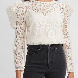 Express Lace Puff Sleeve Top, size small, NWT
